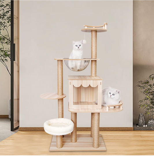 Multi-Level Wood Cat Tree Tower